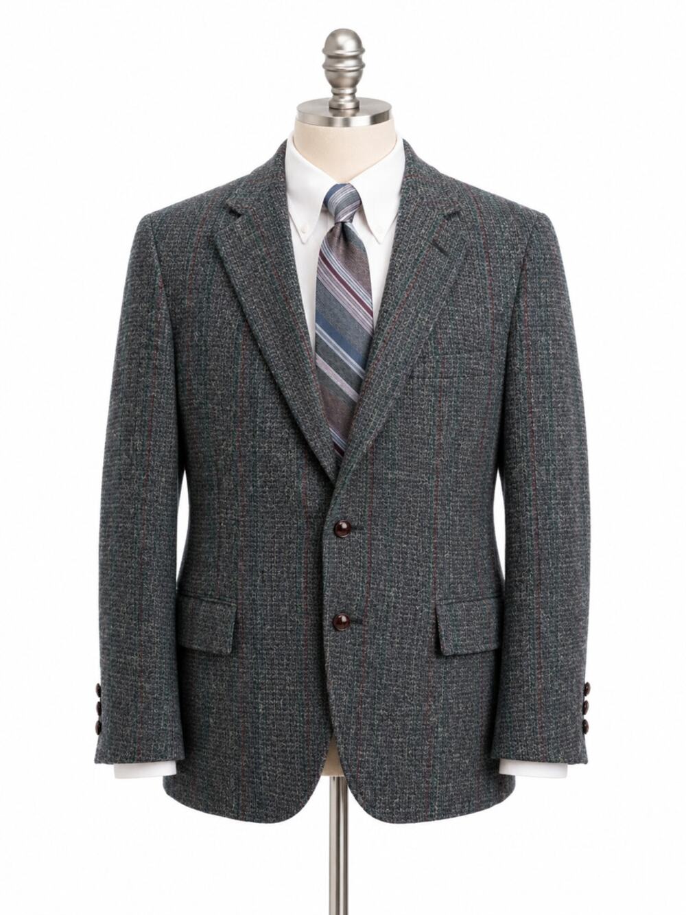 Vintage Woolrich Gray Wool Sport Coat Blazer Zipper Tie Mens 44R Preference